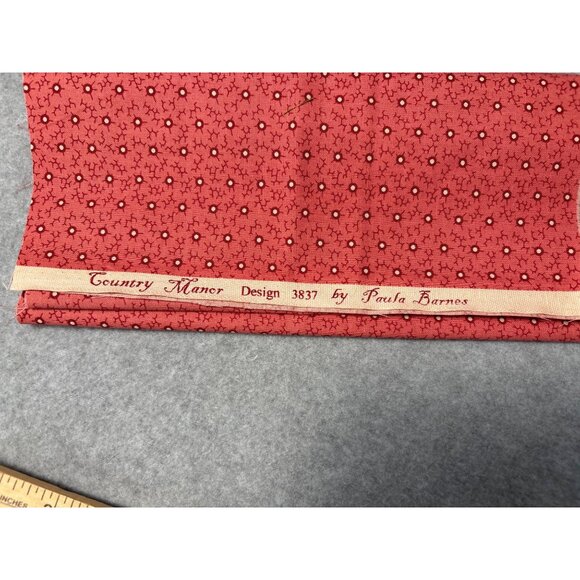 Country Manor Design 3837 by Paula Barnes 1/4 yard x 39" Red Cotton Fabric for Q - Picture 5 of 5